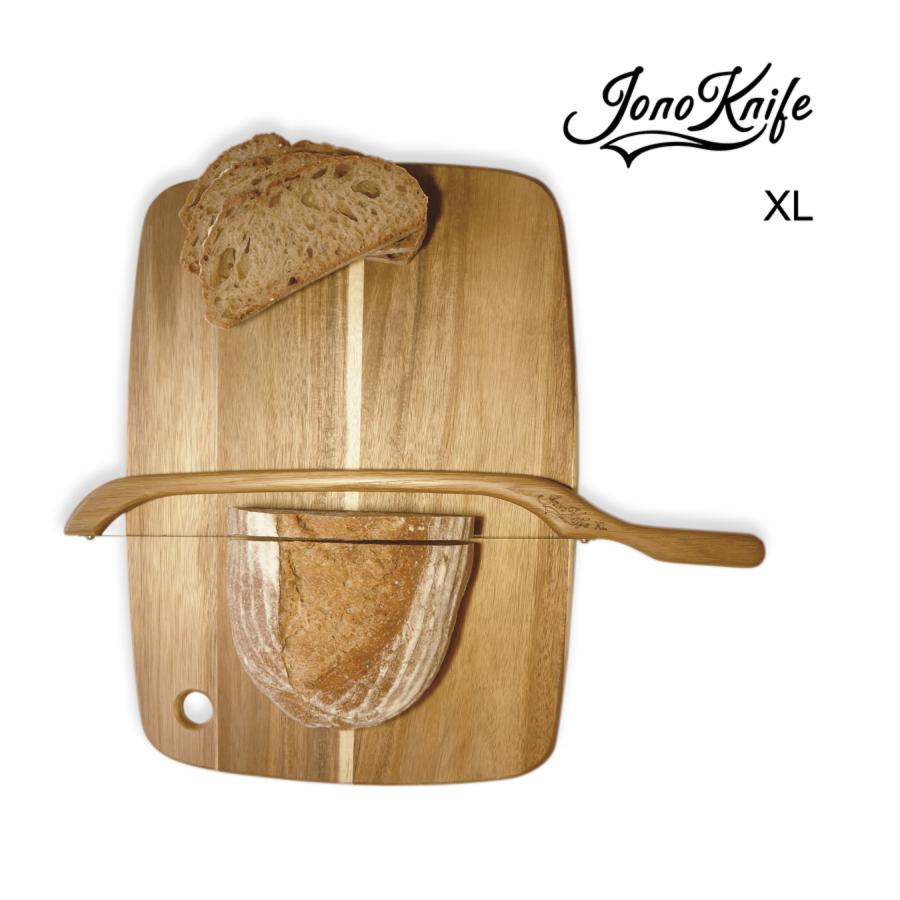 Oak XL JonoKnife bow saw slicing sourdough